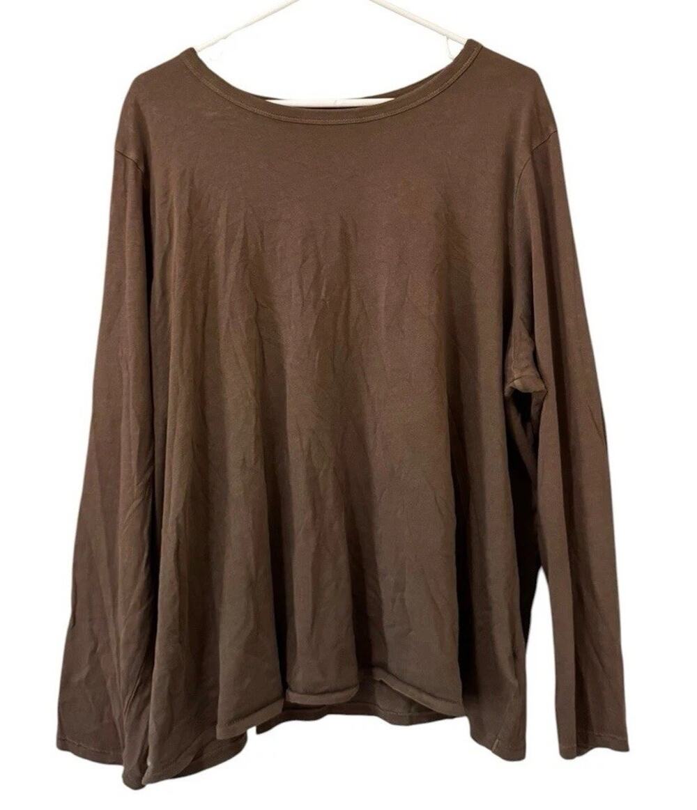 Old Navy Everywhere Women Size XXL Long Sleeve Brown T Shirt Cotton Relaxed